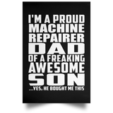 Proud Machine Repairer Dad Of Awesome Son - Poster Portrait