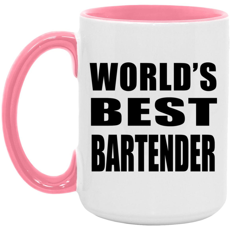 World's Best Bartender - 15oz Accent Mug Pink