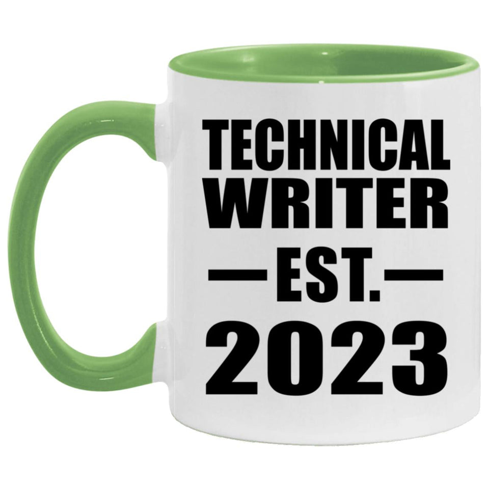 Technical Writer Established EST. 2023 - 11oz Accent Mug Green