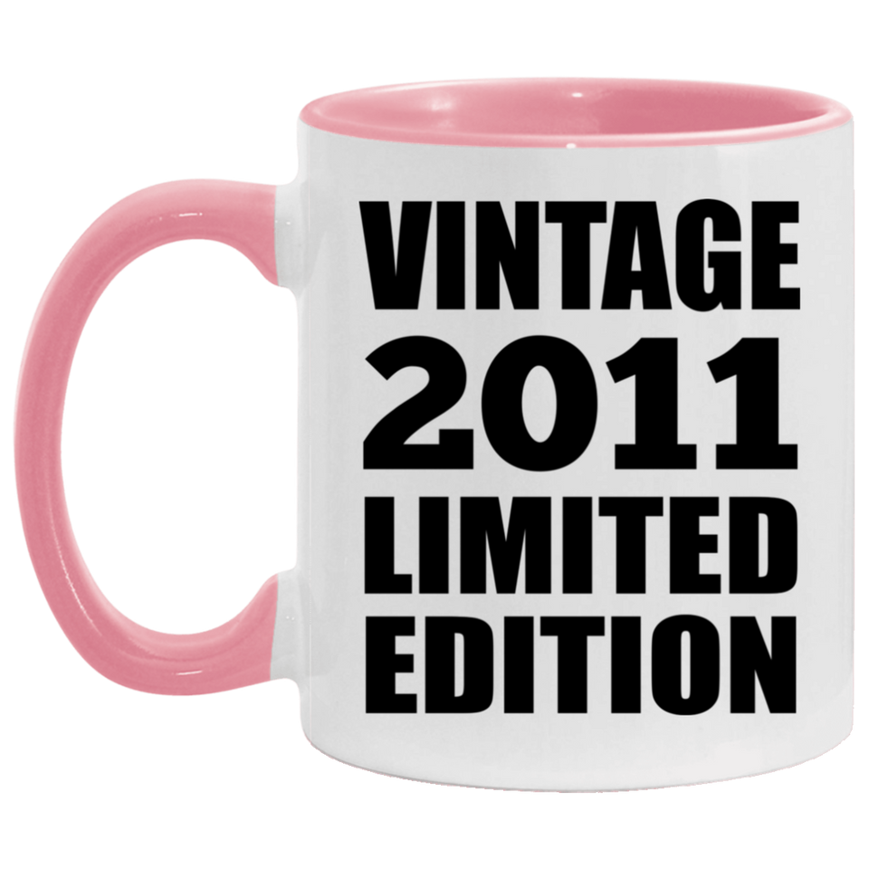 13th Birthday Vintage 2011 Limited Edition - 11oz Accent Mug Pink