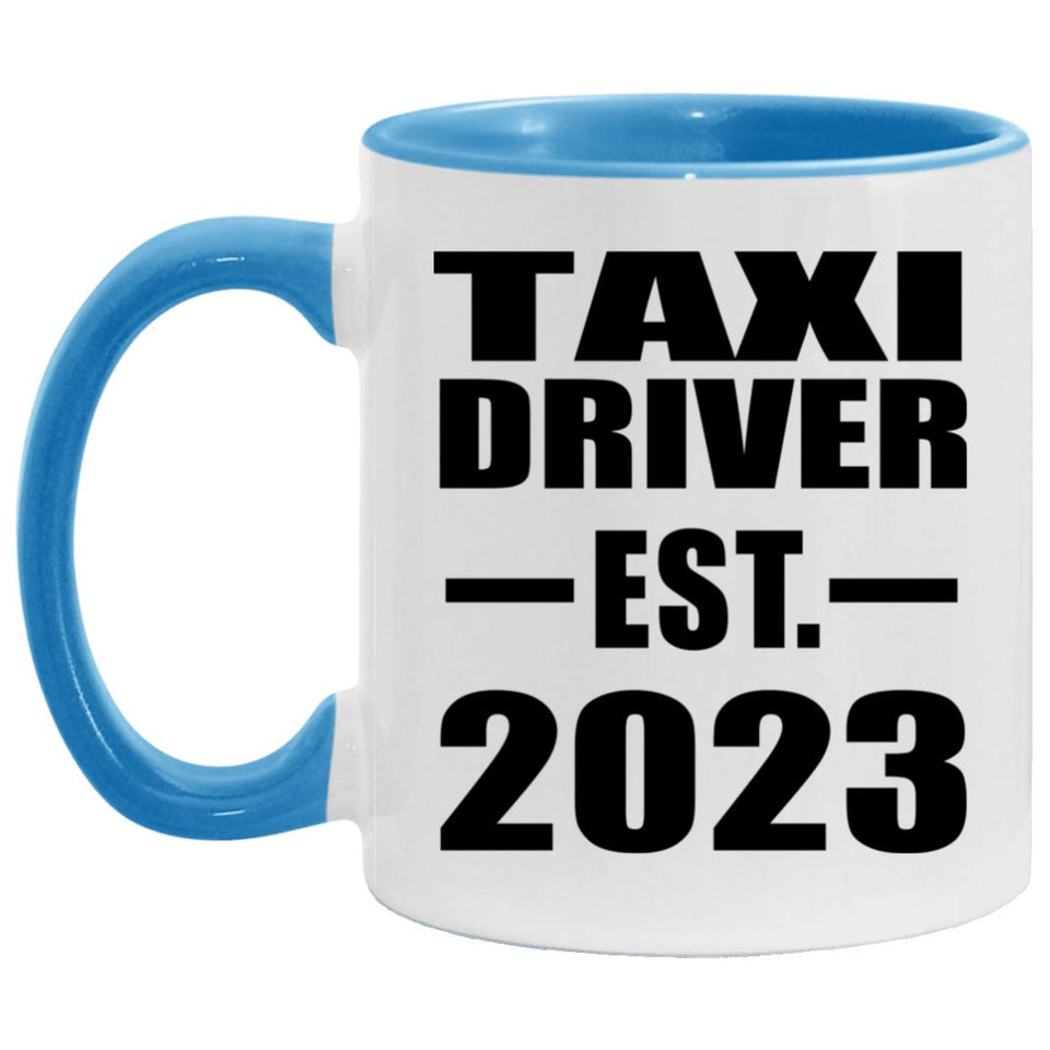 Taxi Driver Established EST. 2023 - 11oz Accent Mug Blue