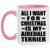 All I Want For Christmas Is My Airedale Terrier - 11oz Accent Mug Pink