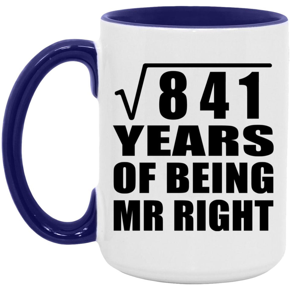 29th Anniversary Square Root of 841 Years of Being Mr Right - 15oz Accent Mug Purple