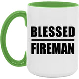 Blessed Fireman - 15oz Accent Mug Green