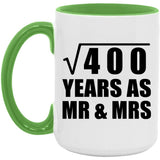 20th Anniversary Square Root of 400 Years As Mr & Mrs - 15oz Accent Mug Green