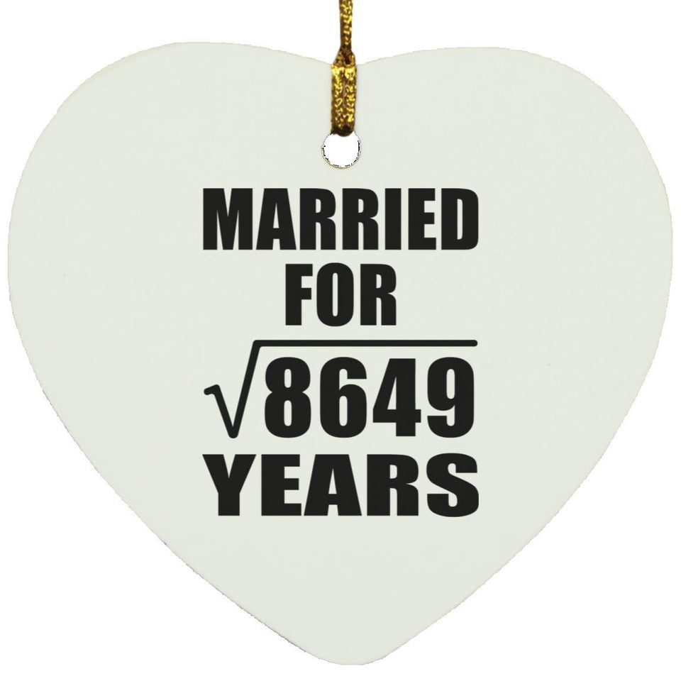 93rd Anniversary Married For Square Root of 8649 Years - Heart Ornament