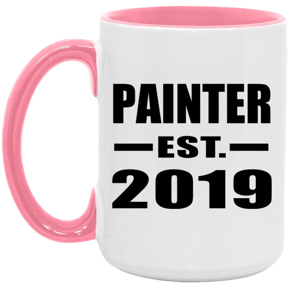 Painter Established EST. 2019 - 15oz Accent Mug Pink