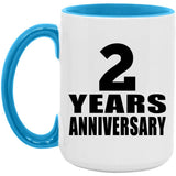2nd Anniversary 2 Years - 15oz Accent Mug Blue