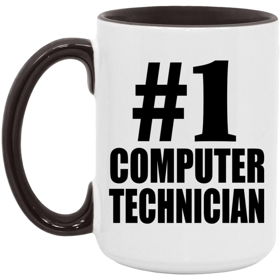 Number One #1 Computer Technician - 15oz Accent Mug Black