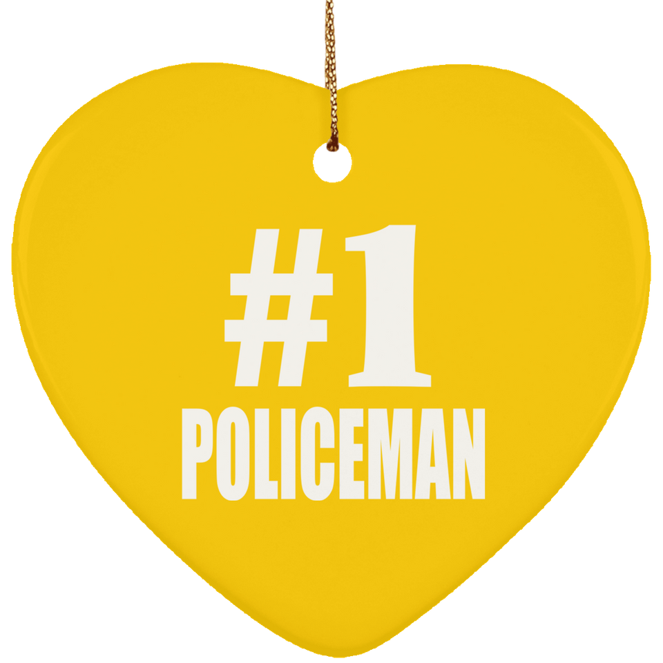 Number One #1 Policeman - Heart Ornament