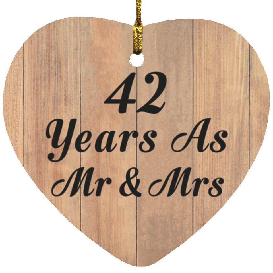 42 Years As Mr & Mrs - Heart Ornament C