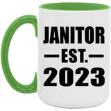 Janitor Established EST. 2023 - 15oz Accent Mug Green