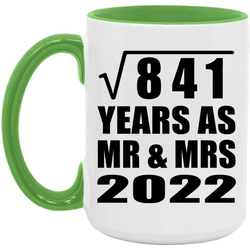 29th Anniversary Square Root of 841 Years As Mr & Mrs 2022 - 15oz Accent Mug Green