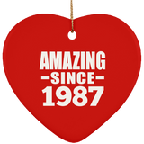 37th Birthday Amazing Since 1987 - Heart Ornament