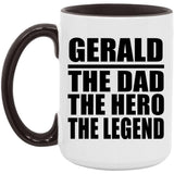 Gerald The Dad The Hero The Legend - 15oz Accent Mug Black