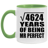 68th Anniversary Square Root of 4624 Years of Mr Perfect - 11oz Accent Mug Green