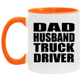 Dad Husband Truck Driver - 11oz Accent Mug Orange