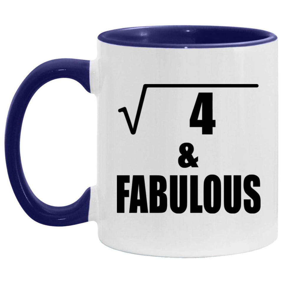 2nd Birthday Square Root of 4 & Fabulous - 11oz Accent Mug Purple