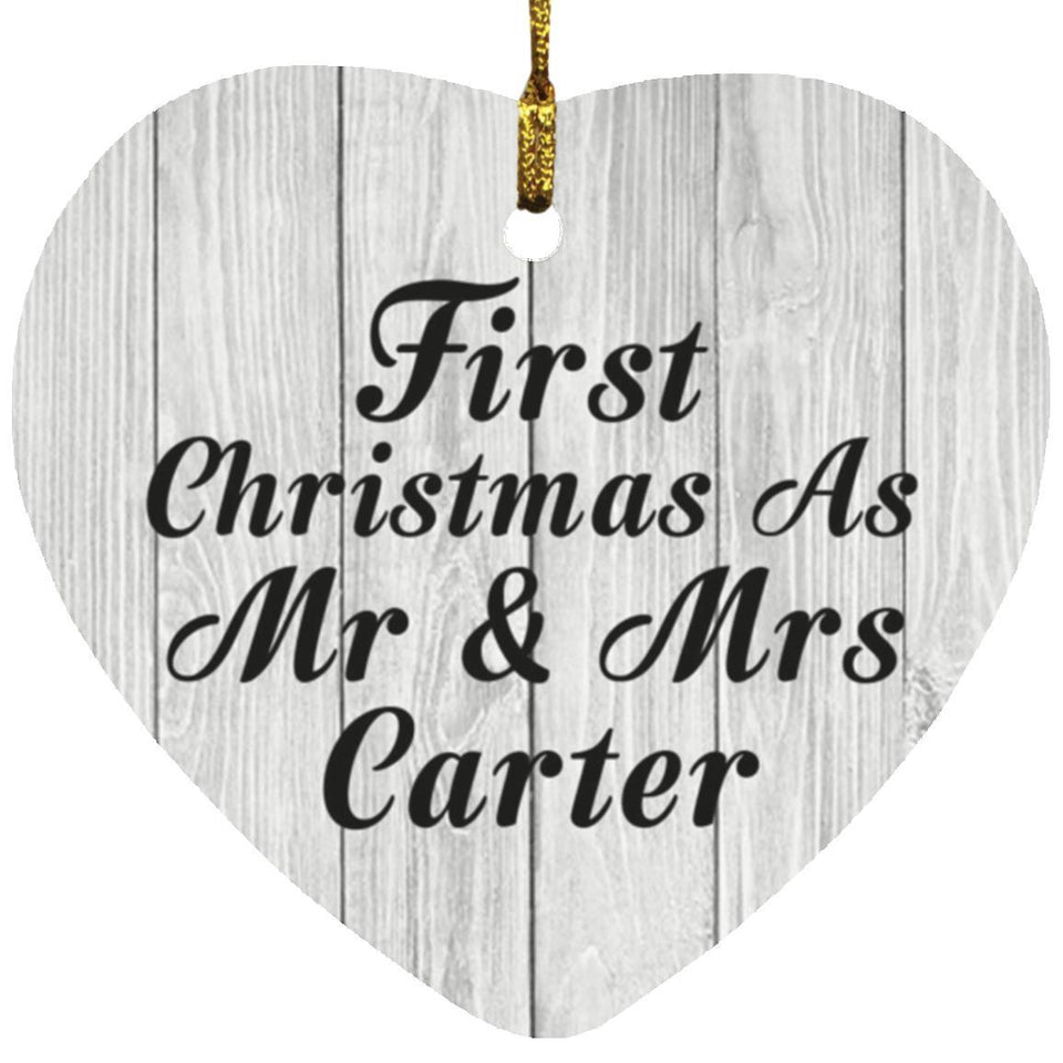 First Christmas As Mr & Mrs Carter - Heart Ornament F
