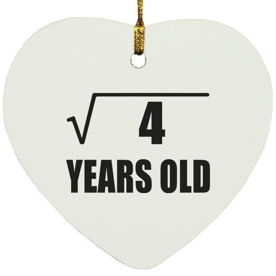 2nd Birthday Square Root of 4 Years Old - Heart Ornament