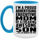 Proud Advertising Executive Mom Of Awesome Son - 15oz Accent Mug Blue