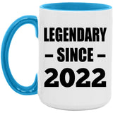 2nd Birthday Legendary Since 2022 - 15oz Accent Mug Blue