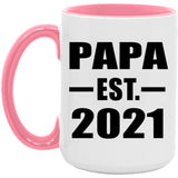 Papa Established EST. 2021 - 15oz Accent Mug Pink