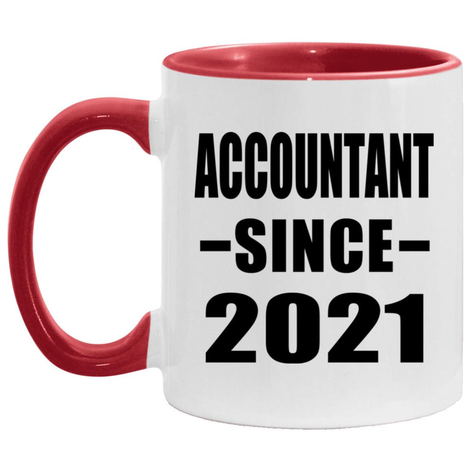 Accountant Since 2021 - 11oz Accent Mug Red