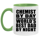 Chemist By Day World's Best Dad By Night - 11oz Accent Mug Green
