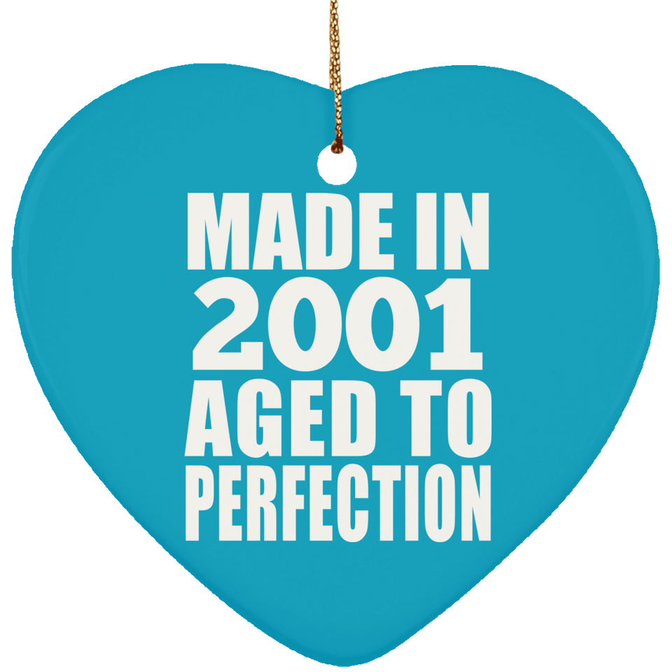 23rd Birthday Made In 2001 Aged to Perfection - Heart Ornament
