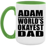Adam World's Okayest Dad - 15oz Accent Mug Green