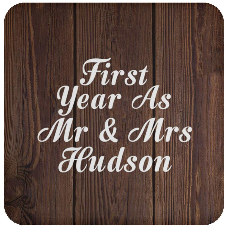 First Year As Mr & Mrs Hudson - Drink Coaster D