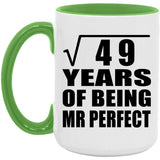 7th Anniversary Square Root of 49 Years of Mr Perfect - 15oz Accent Mug Green