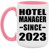 Hotel Manager Since 2023 - 15oz Accent Mug Pink