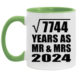 88th Anniversary Square Root of 7744 Years As Mr & Mrs 2024 - 11oz Accent Mug Green