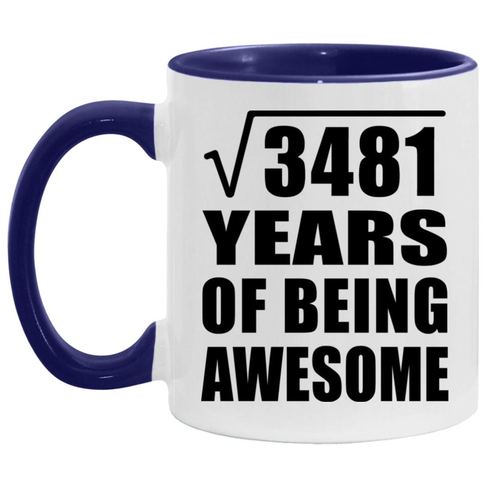 59th Birthday Square Root Of 3481 Years Of Being Awesome - 11oz Accent Mug Purple