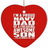 Proud Navy Dad Of Awesome Son - Heart Ornament