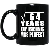 8th Anniversary Square Root of 64 Years of Mrs Perfect - 11oz Coffee Mug Black