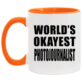 World's Okayest Photojournalist - 11oz Accent Mug Orange