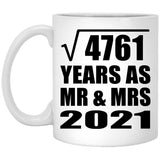 69th Anniversary Square Root of 4761 Years As Mr & Mrs 2021 - 11oz Coffee Mug