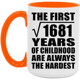 41st Birthday Square Root of 1681 Years of Childhood - 15oz Accent Mug Orange