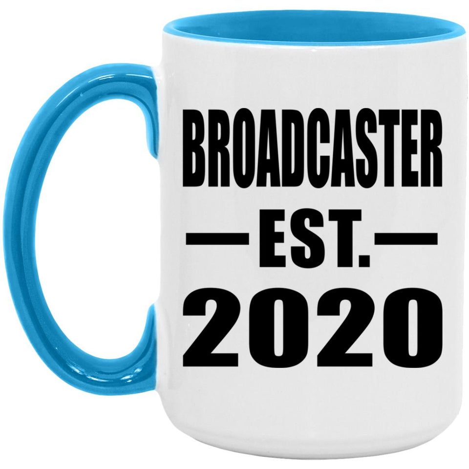 Broadcaster Established EST. 2020 - 15oz Accent Mug Blue
