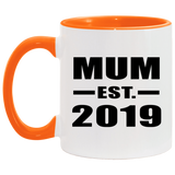 Mum Established EST. 2019 - 11oz Accent Mug Orange
