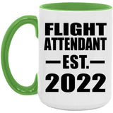 Flight Attendant Established EST. 2022 - 15oz Accent Mug Green