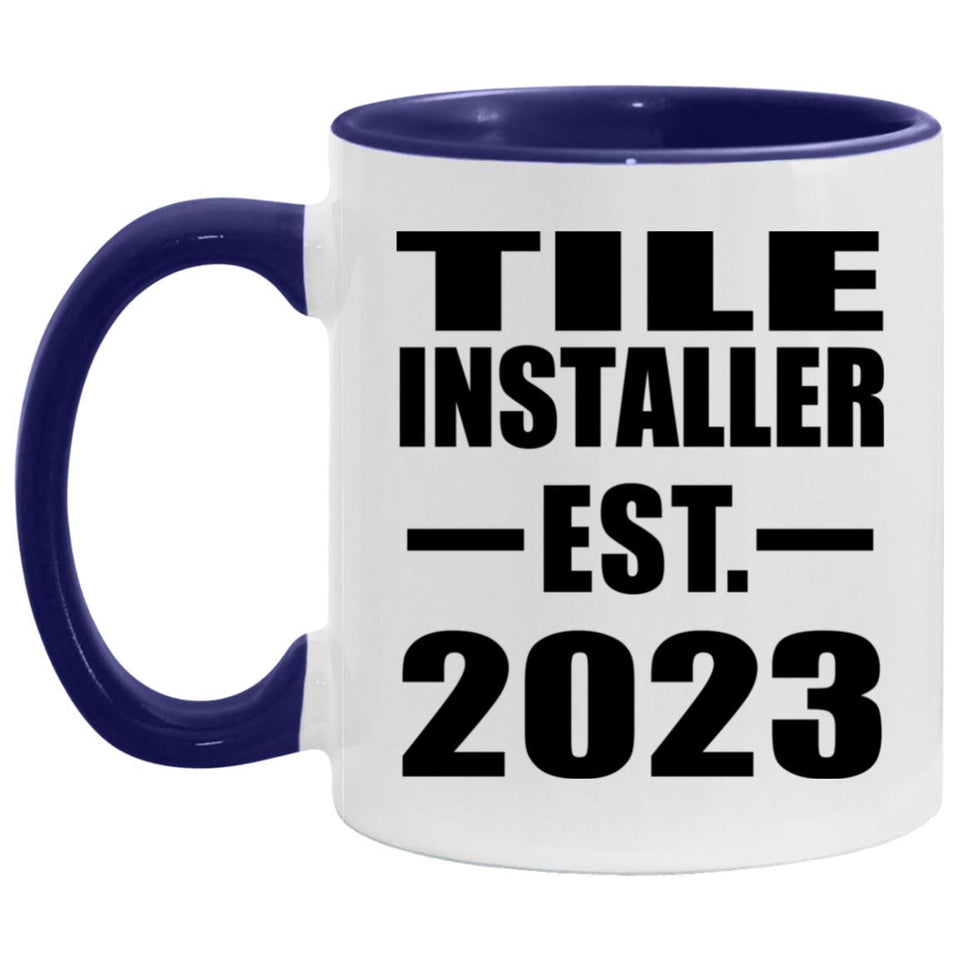 Tile Installer Established Est. 2023 - 11oz Accent Mug Purple