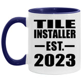 Tile Installer Established Est. 2023 - 11oz Accent Mug Purple