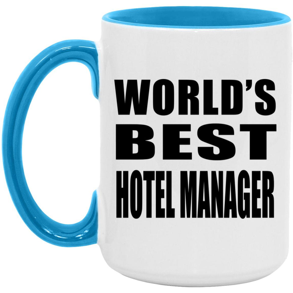 World's Best Hotel Manager - 15oz Accent Mug Blue