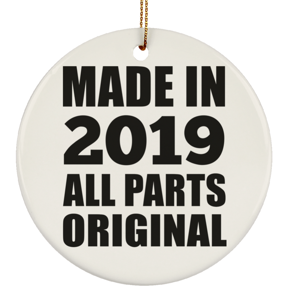 5th Birthday Made in 2019 All Parts Original - Circle Ornament