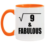3rd Birthday Square Root of 9 & Fabulous - 11oz Accent Mug Orange