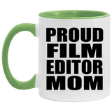 Proud Film Editor Mom - 11oz Accent Mug Green